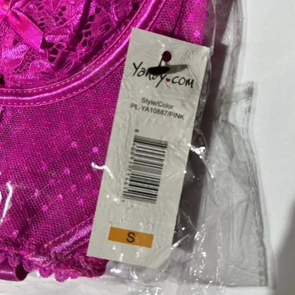 Yandy On Point Mesh and Lace Bra Set Hot Pink Small - Picture 6 of 6